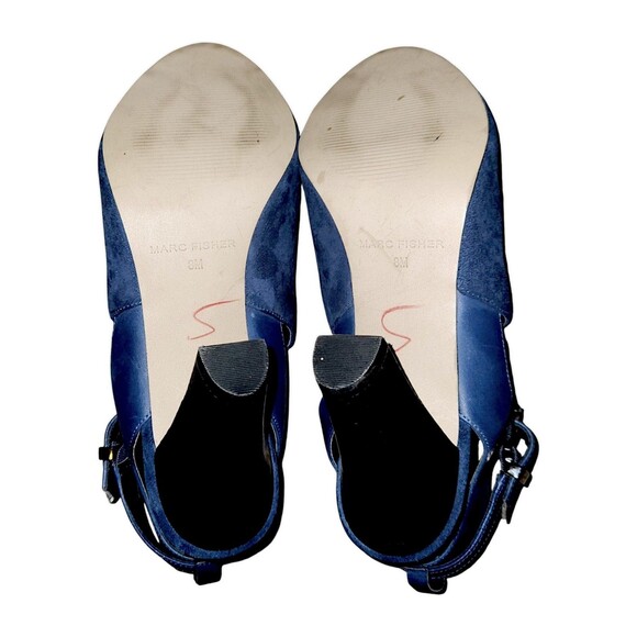 Marc Fisher QMHelene Women's Blue Suede Block Stepping Out Heels Size 8M - Picture 6 of 6